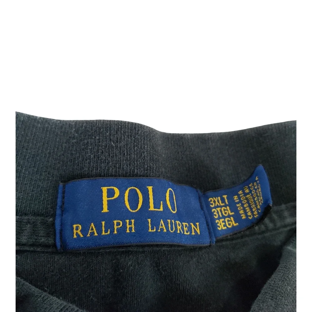 Polo Ralph Lauren Mens 3XLT Black Short Sleeve Cotton Polo Shirt Pony Logo